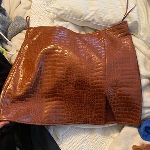Princess Polly brown leather snakeskin skirt